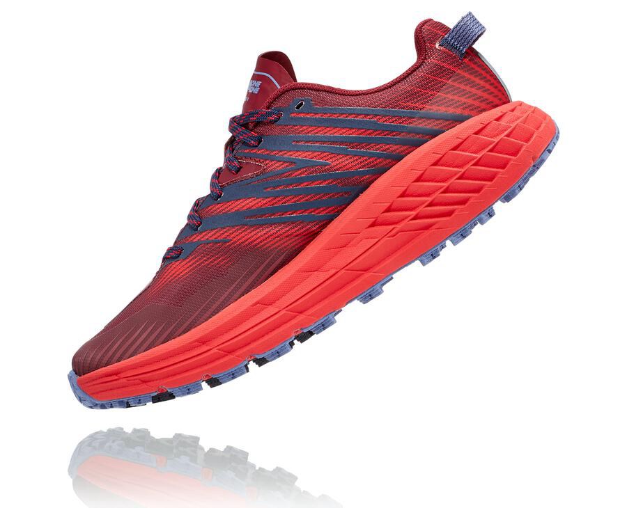 Trail Shoes Womens - Hoka One One Speedgoat 4 - Red - NTRQLWS-60